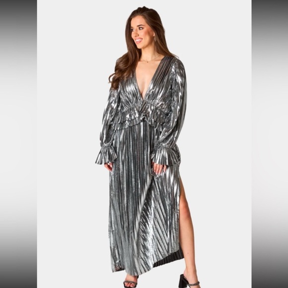 NWT Buddy Love plisse metallic maxi - Picture 2 of 13